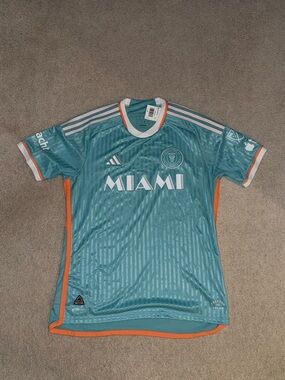 Adidas InterMiami Authentic Teal Home Soccer Jersey - Large